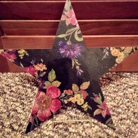 Handmade Other - Mackenzie Childs Inspired Black Flower Market, Metal Star,Decoupaged and sealed
